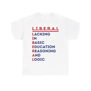 L.I.B.E.R.A.L.Acrostic Tee| Political Satire T-Shirt Casual Streetwear Top Round Neck Tshirt