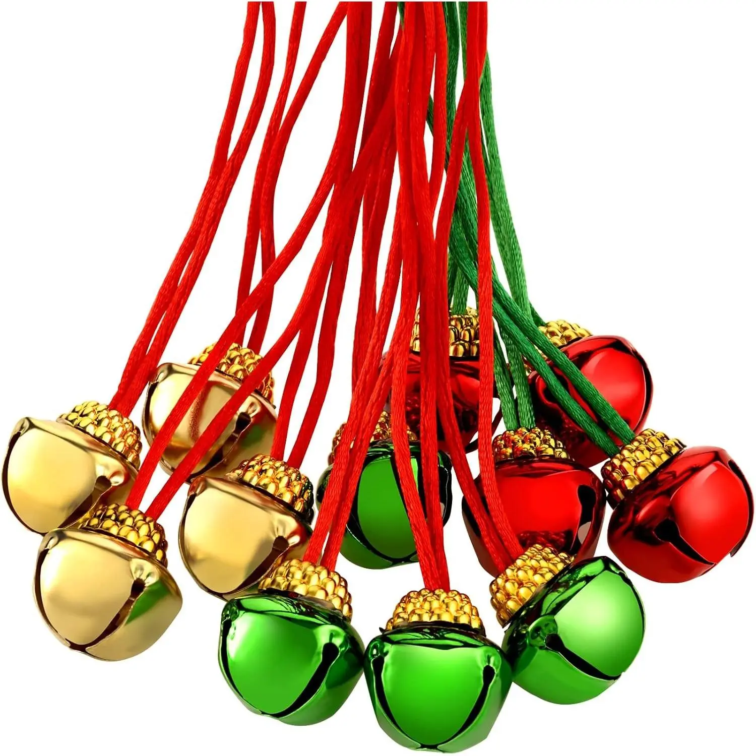 36 Pieces Christmas Bell Necklaces Christmas Holiday Necklaces with Ribbons for Holiday Party Accessories Stocking Stuffers