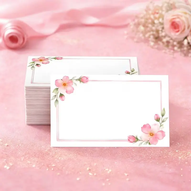 50pcs Watercolor Floral Blank Cards, Handwritten Greeting Cards, Gentle Encouragement, Heartfelt Thanks, Birthday Wishes, Holiday Messages