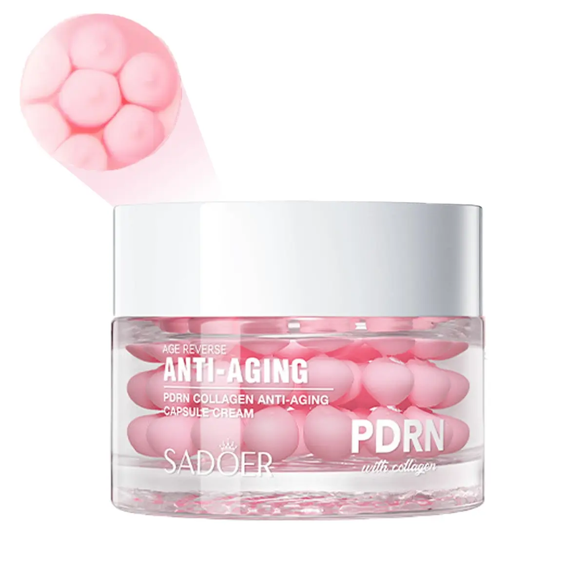 PDRN Pink Collagen Capsule Cream | Pink Boba Cream | Salmon DNA, Niacinamide for Uneven Skin Tone, Glow Hydration