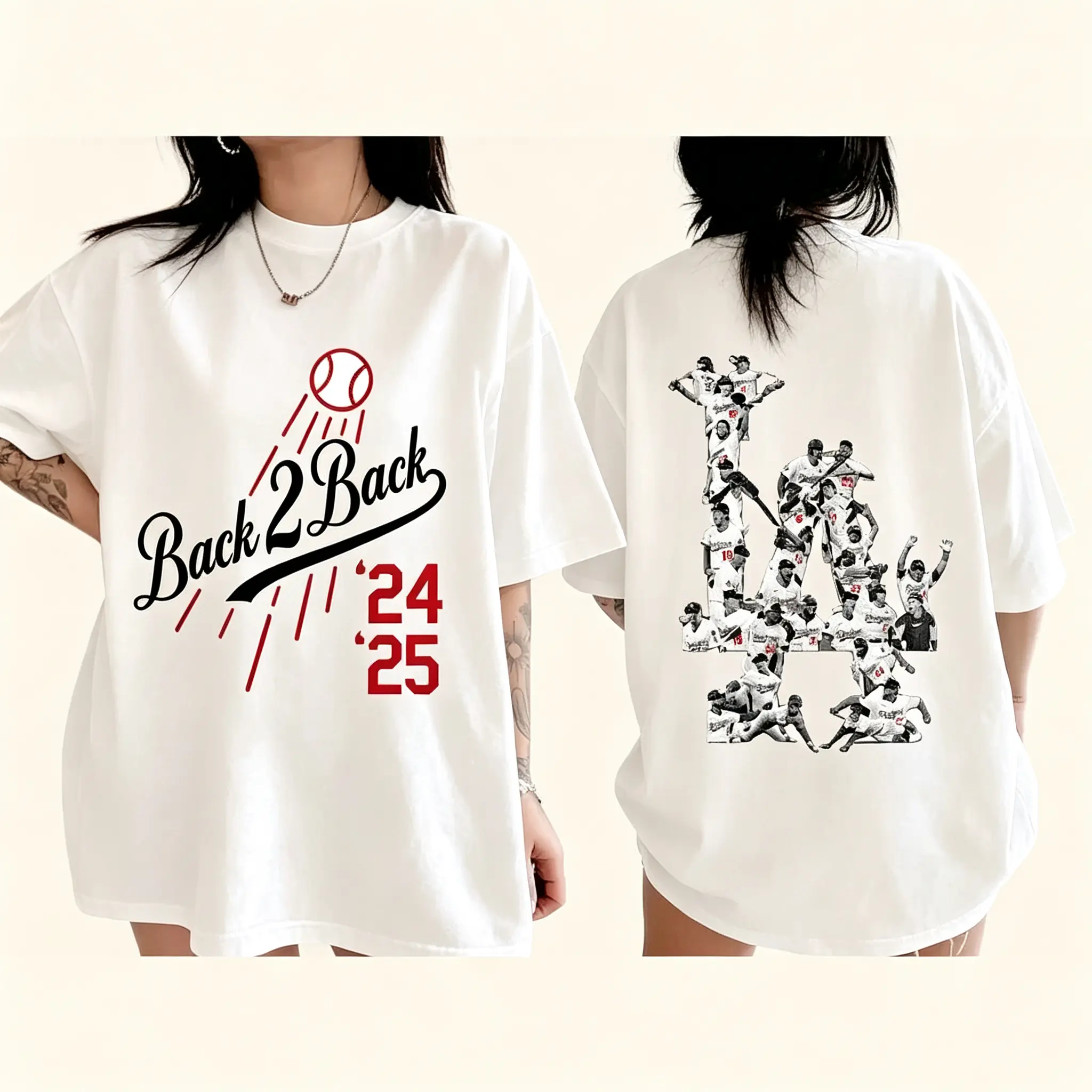 Women's Oversized Back 2 Back Champions T-Shirt - Unisex Casual, Smooth, Comfortable Fit Vintage Sports Graphic Tee