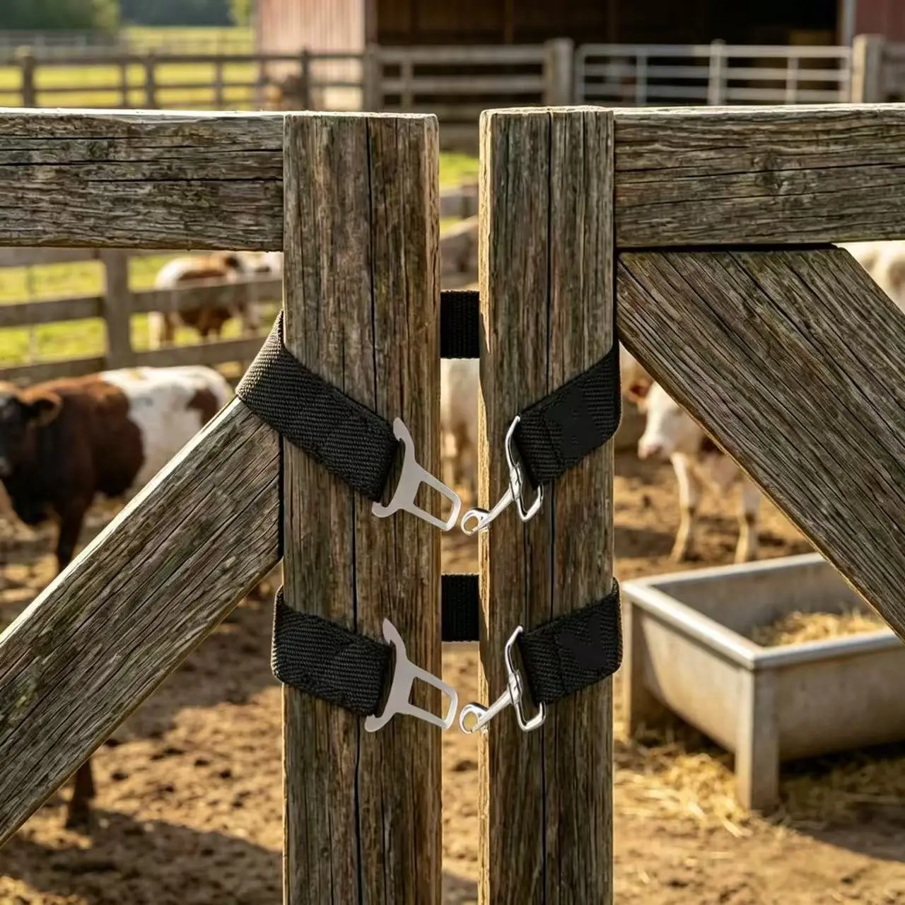 Farm Use 2-Piece Heavy-Duty Synthetic Gate Straps, 19.7in Easy-Install Closure Latch for Cattle & Chicken Enclosures, Universal Ranch Outdoor Security Equipment