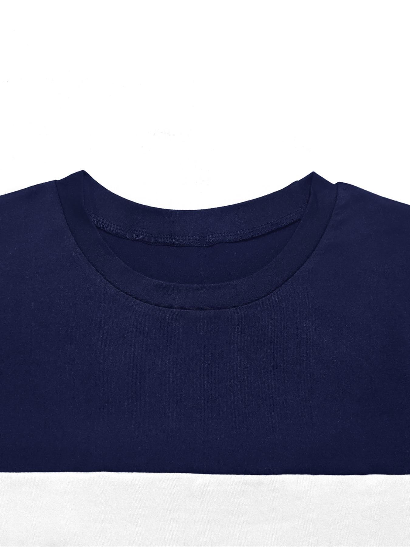 Women's Colorblock Print Two-piece Set, Casual Fashion Cozy Round Neck Tee & Skirt for Daily Outdoor Wear, Women Clothing for Spring Fall, Casual Matching Set