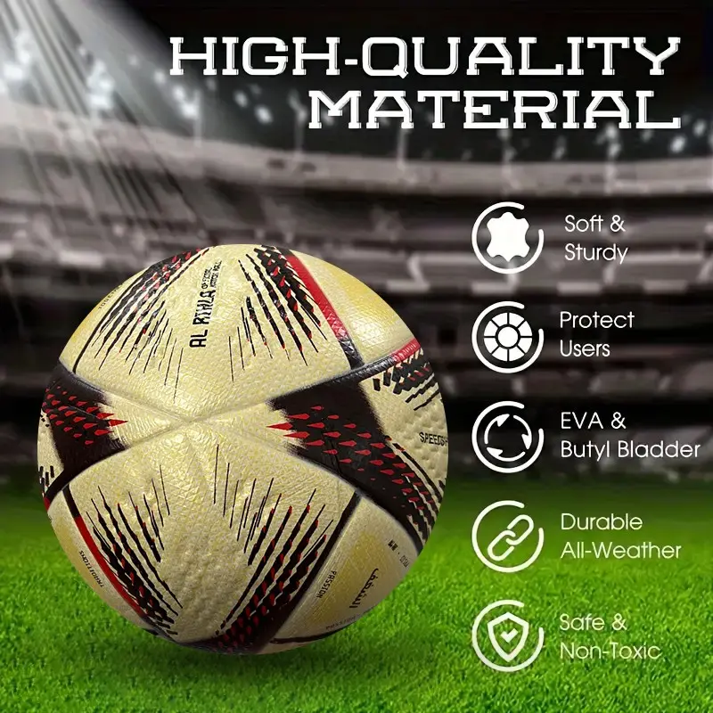 PU Leather Soccer Ball Size 5, Heat Bonded Durable Anti-Slip Professional Training Equipment, Ideal Gift for Friends, Football Balls, Soccer Gear