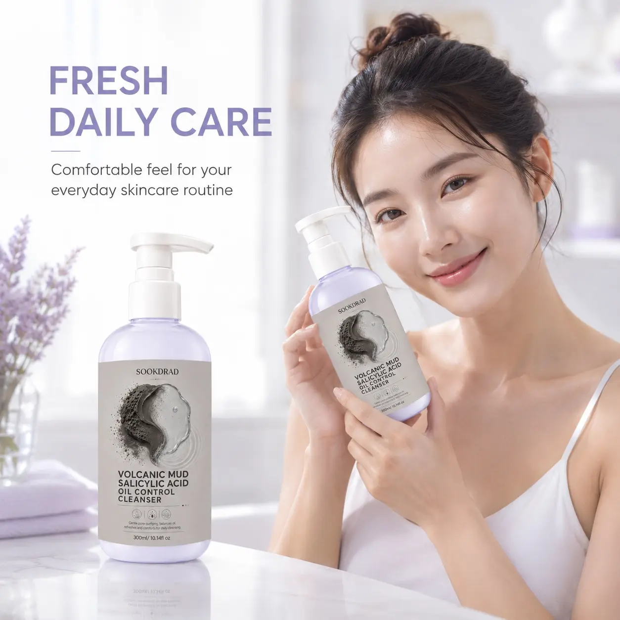 Oil Control Cleanser, Volcanic Mud, Salicylic Acid, pore-purifying, oil-balancing, refreshing, comforting, facial, all skin types, 300ml/10.14fl oz