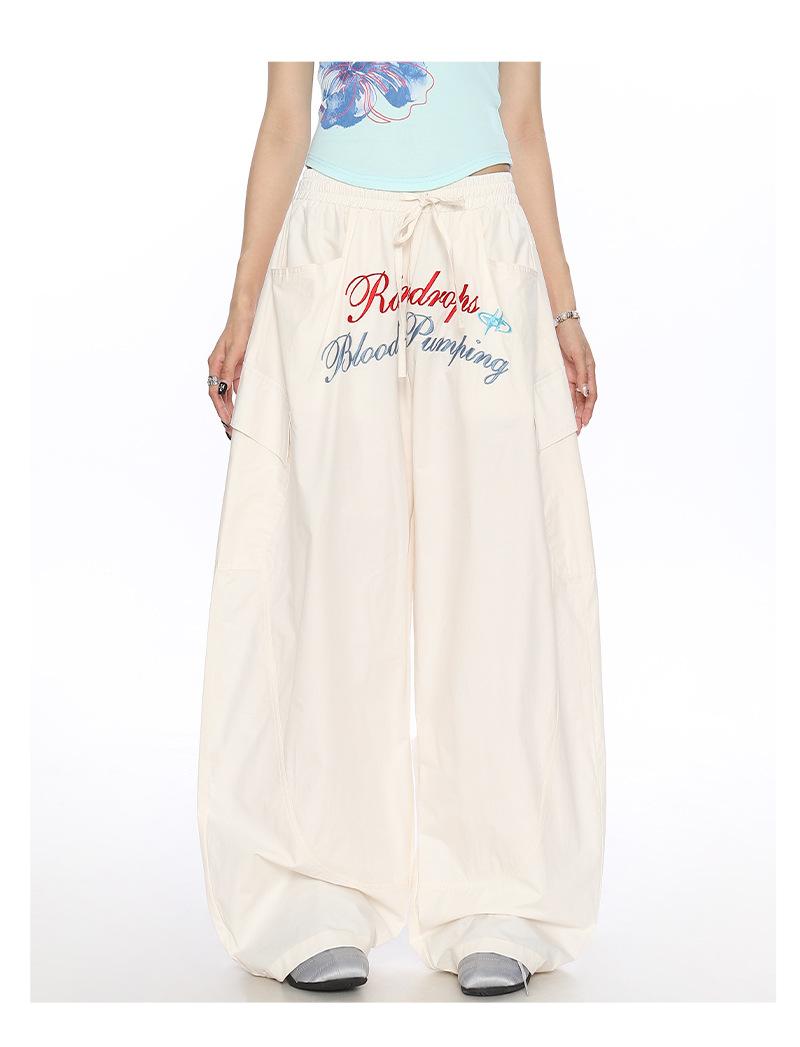 Women's American Vintage Lightweight Quick-Dry Cargo Parachute Pants - 2026 Summer New Loose Fit Slimming Wide-Leg Casual Trousers