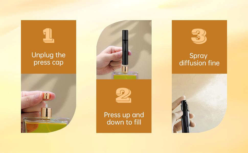10ml Atomizer Travel Refillable, 3PCS Travel Refillable Bottle,Bottom-Filling Fragrances Perfumes Bottle,Mini Cologne Dispenser,Portable Sprayer（Black-Grey-Silver）