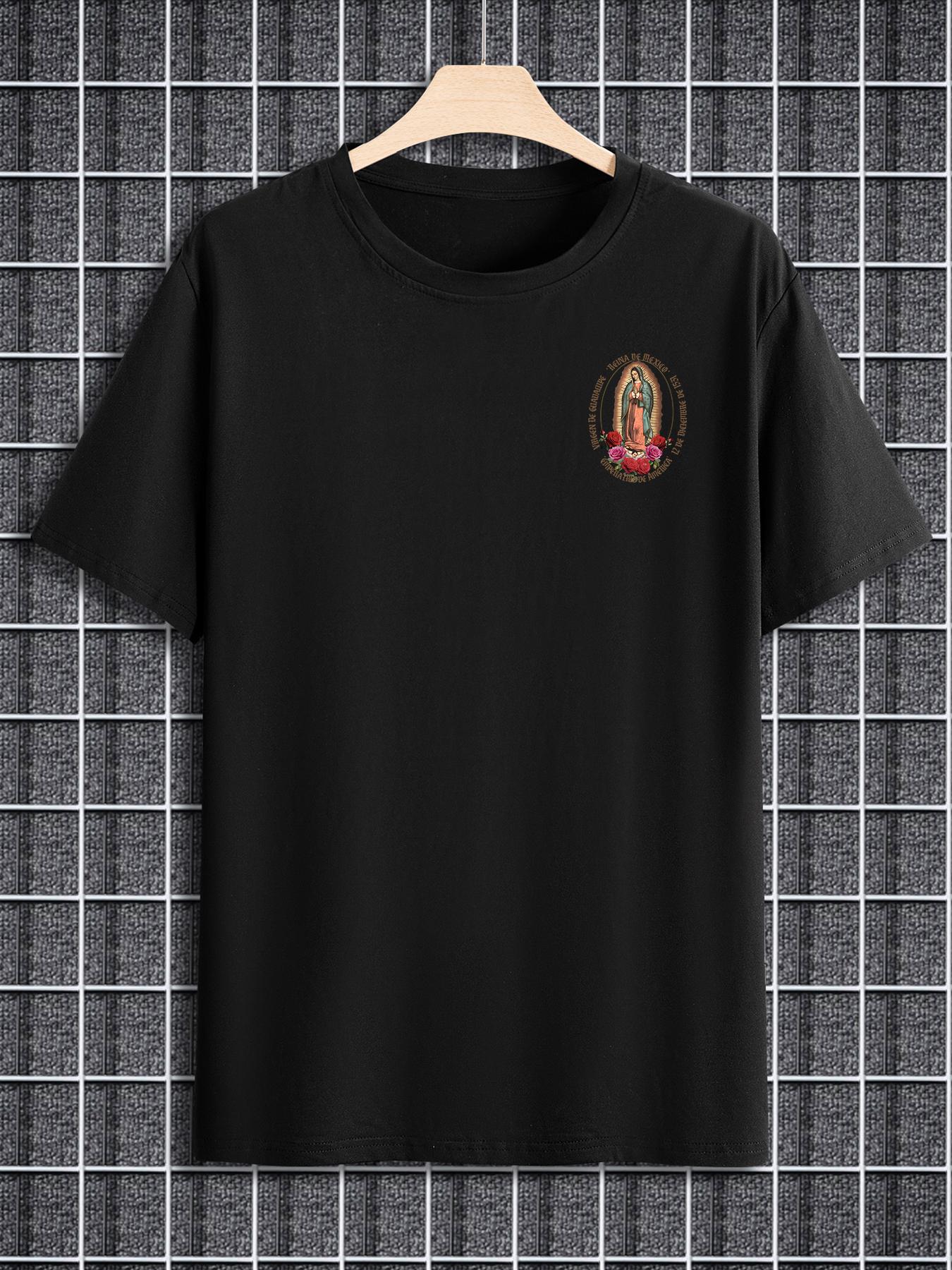 Men's Graphic Print Round Neck Tee, Casual Stylish Tee, Regular Fit Short Sleeve T-shirt for Summer, Men's Top for Daily Wear