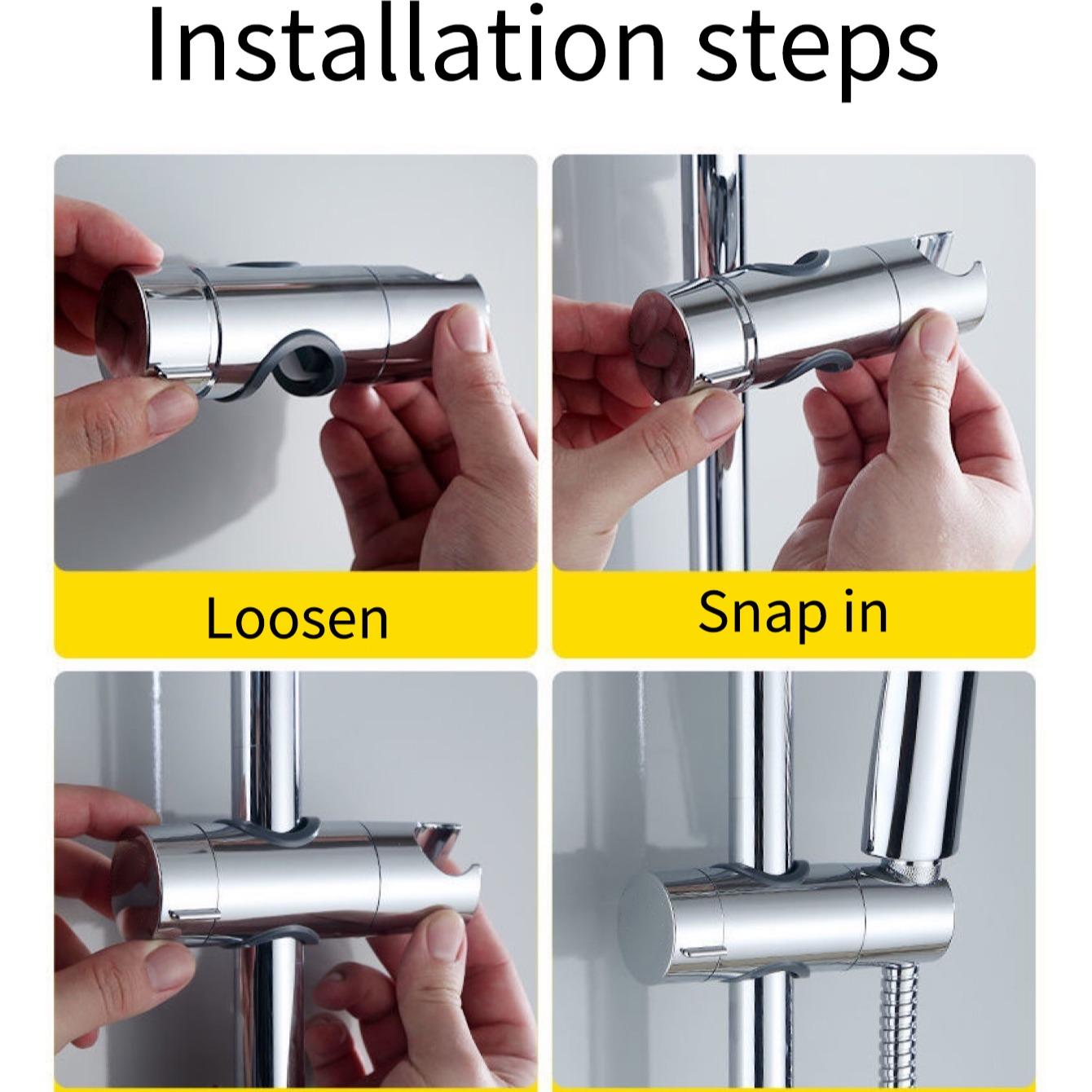 Universal Adjustable Shower Head Holder, No Drill Strong Adhesive, Wall Mounted Bathroom Shower Bracket, Easy Install Shower Accessories