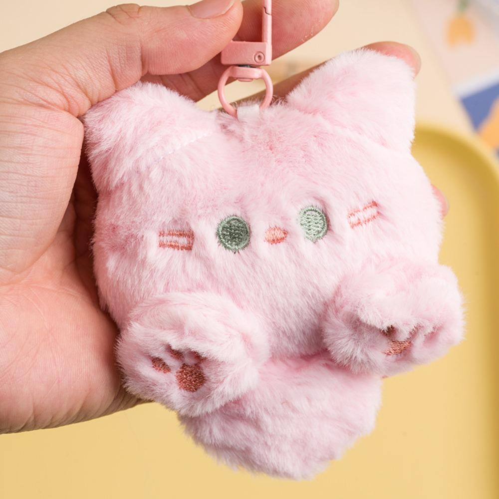 Fluffy Tail Cute Cat Plush Charm, Cartoon Doll Pendant, Backpack Keychain Ornament