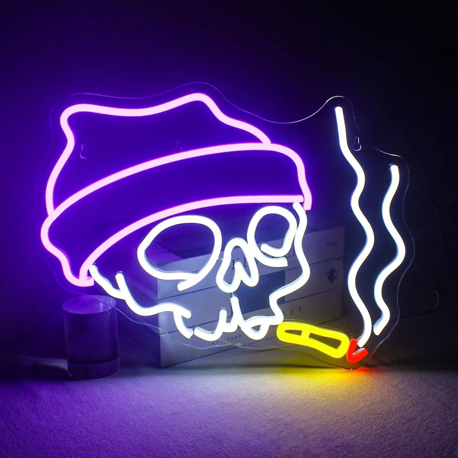 Halloween Skull Neon Light, Adjustable Brightness LED Sign, Decorative LED Light, Wall Decor for Parties, Bedroom, Home Party, USB Powered