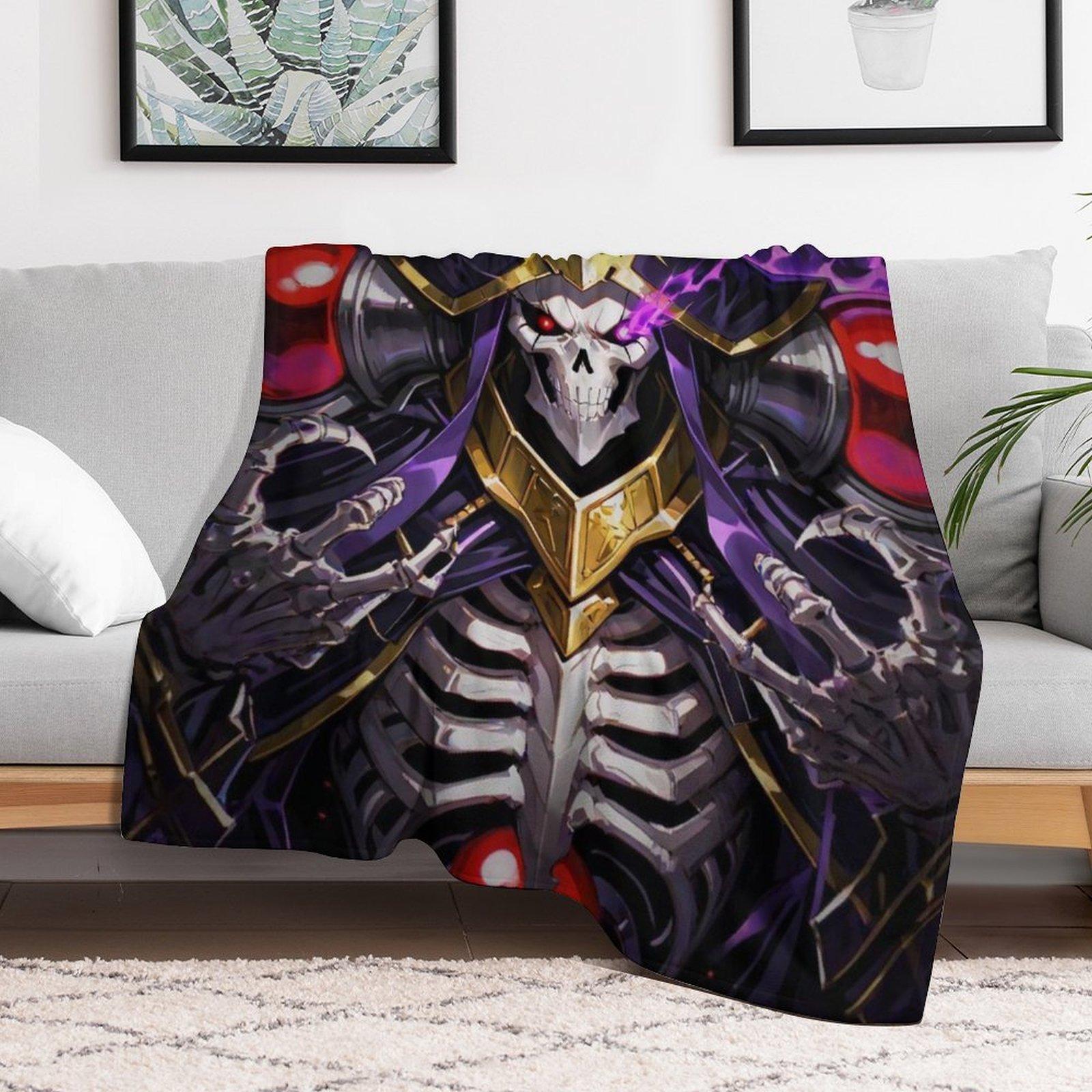 Overlord Ainz Ooal Gown Anime Throw Blanket, Soft Flannel Momonga Blanket, Cozy Anime Decor for Couch Bed, Anime Lover Gift