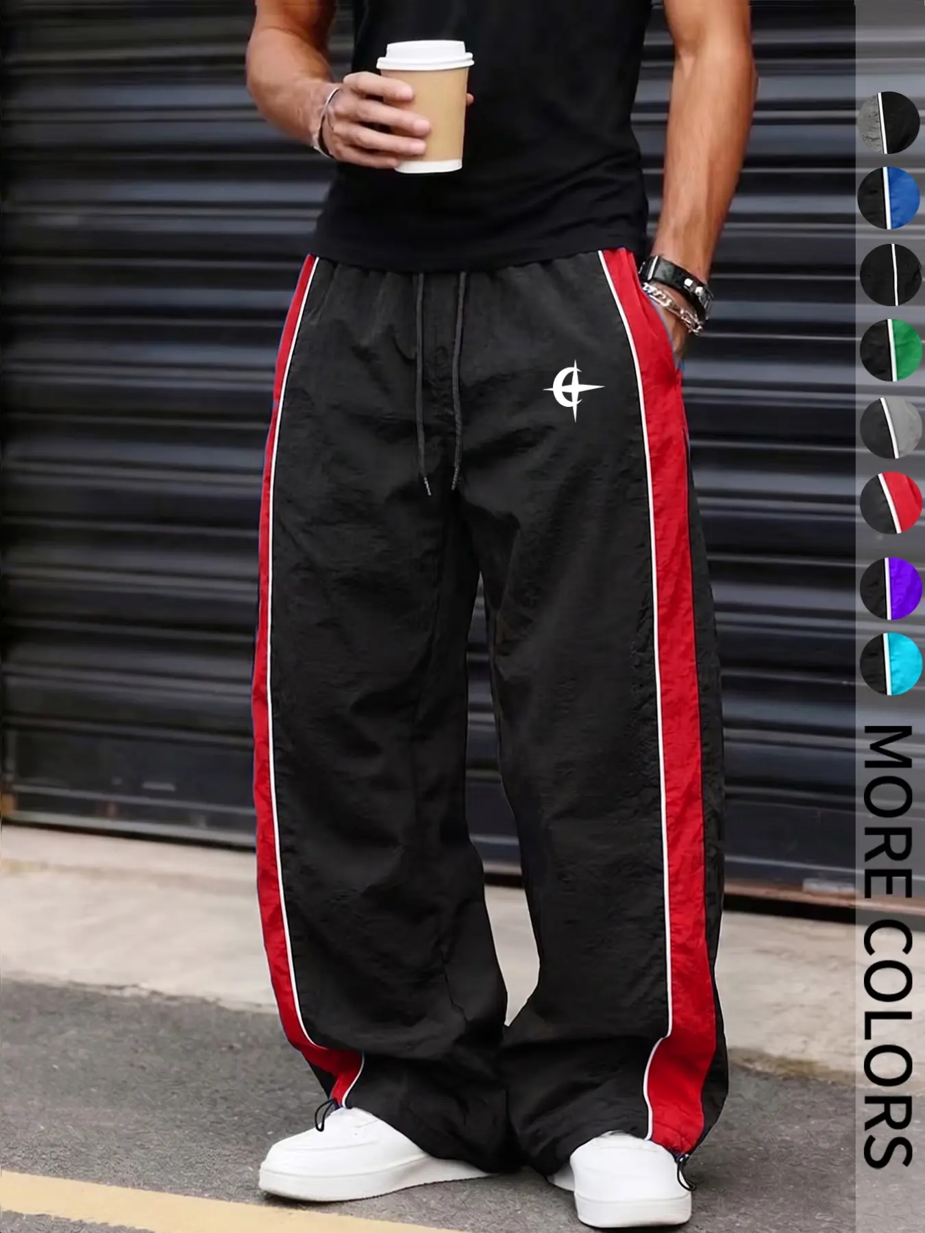 Men's Fashion Casual Sports Pants, Taslon Fabric, Lightweight Breathable, Unique Print, Waist Drawstring, Adjustable Ankle Elastic, Ideal for Daily Wear, Outdoor Hiking, Adjustable Drawstring Sweatpants
