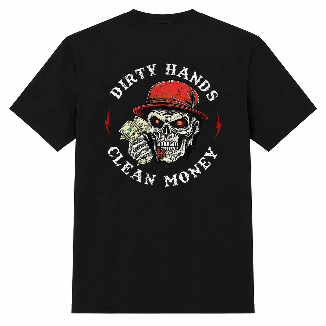 Men's "Dirty Hands Clean Money" Graphic T-Shirt, Casual 100% Cotton Crew Neck, Soft Short Sleeve Menswear Apparel, Shortsleeve, Tshirt, Top, Round Neck, Fabric, Relaxed Fit, Digital Print, Graphic Print