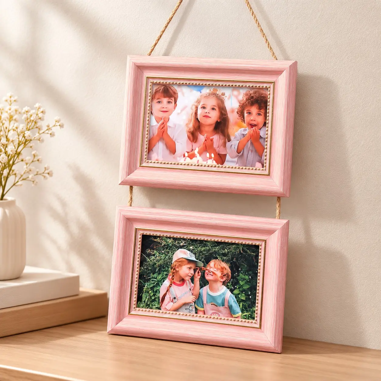 Rustic Style 4x6 Inch Frame Set with Lanyard, Perfect for Home Decor, Birthday Party Gifts, Holiday Decoration Frames, Photo Frames