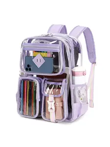 Transparent PVC Backpack, Cartoon Pattern, Casual Style, All-Season Use, Perfect for Gym, Travel, Music Festivals, Fashion Accessory