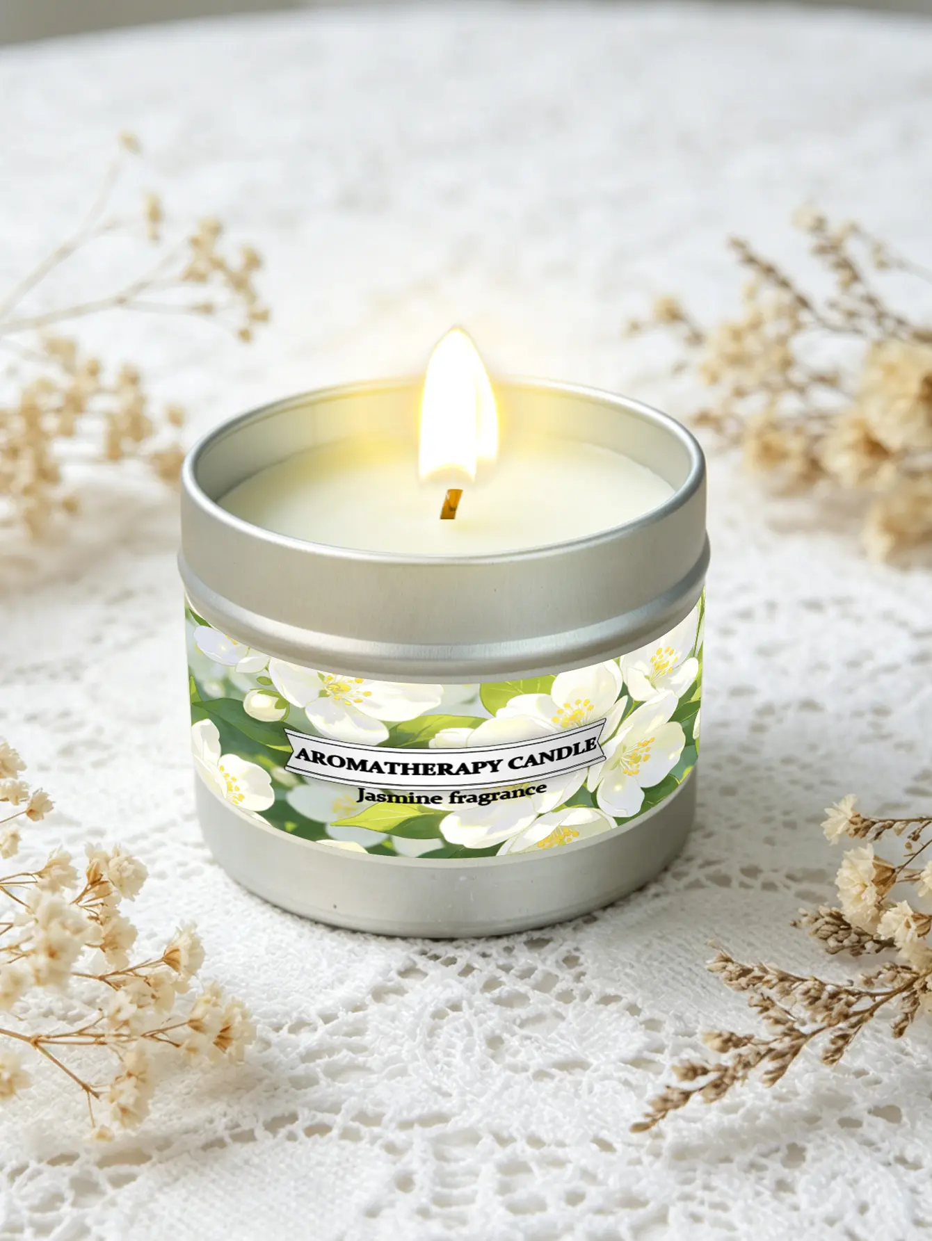 Rose Scented Soy Candle, Aromatherapy Tin Candle with Clean Burn, Decorative Home Candle for Room Ambiance, Self-Care & Gifting