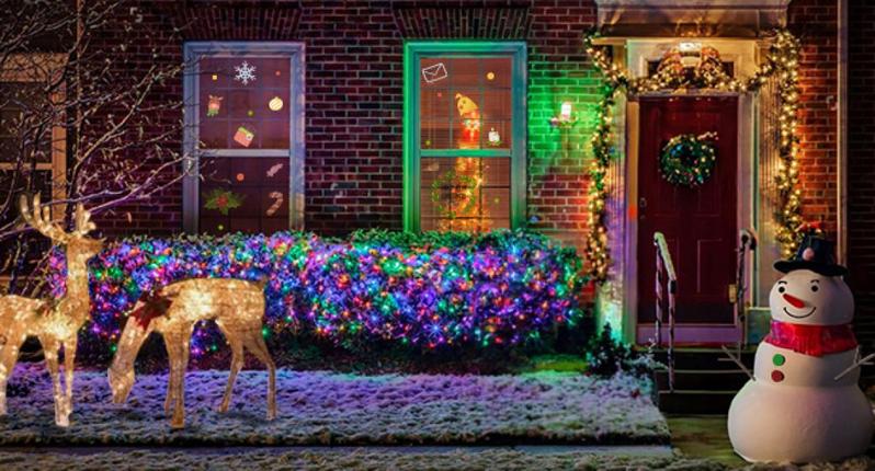 82ft 200 LED / 131ft 350 LED Outdoor Christmas Lights - 8 Modes, with Music Sync & Motion Sensing Functions, Multi-Color Lighting, for Christmas Tree, Family Parties, Courtyards, Bedrooms, Home Gatherings & Holiday Decorations