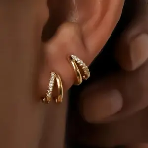 Dual Circle Rhinestone Hoop Earrings for Women, Stylish Premium Jewelry