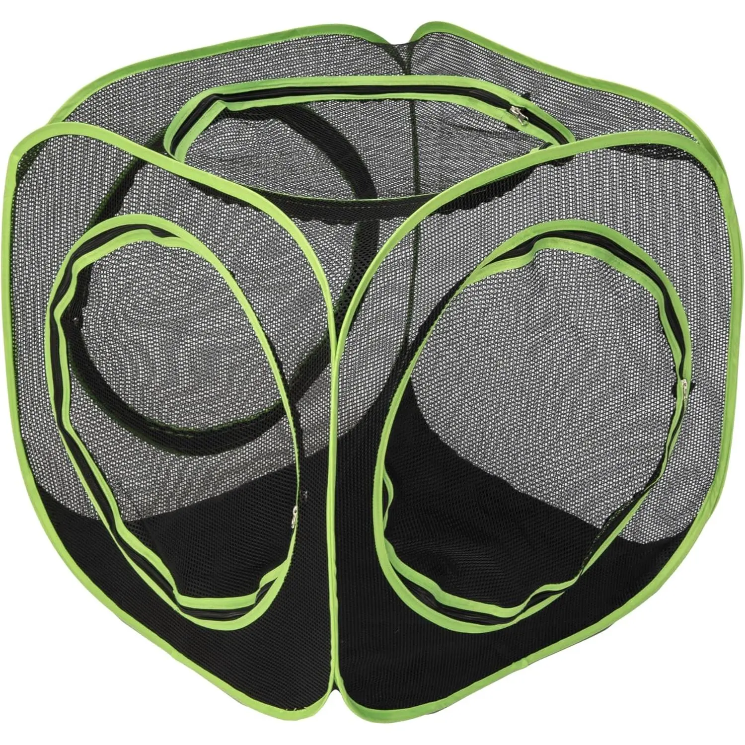 Large Outdoor Cat Play Cube, Mesh Pop-Up Cat Enclosure for Indoor & Outdoor Use, Expandable Modular Cat Playpen with Zippered Access - Green