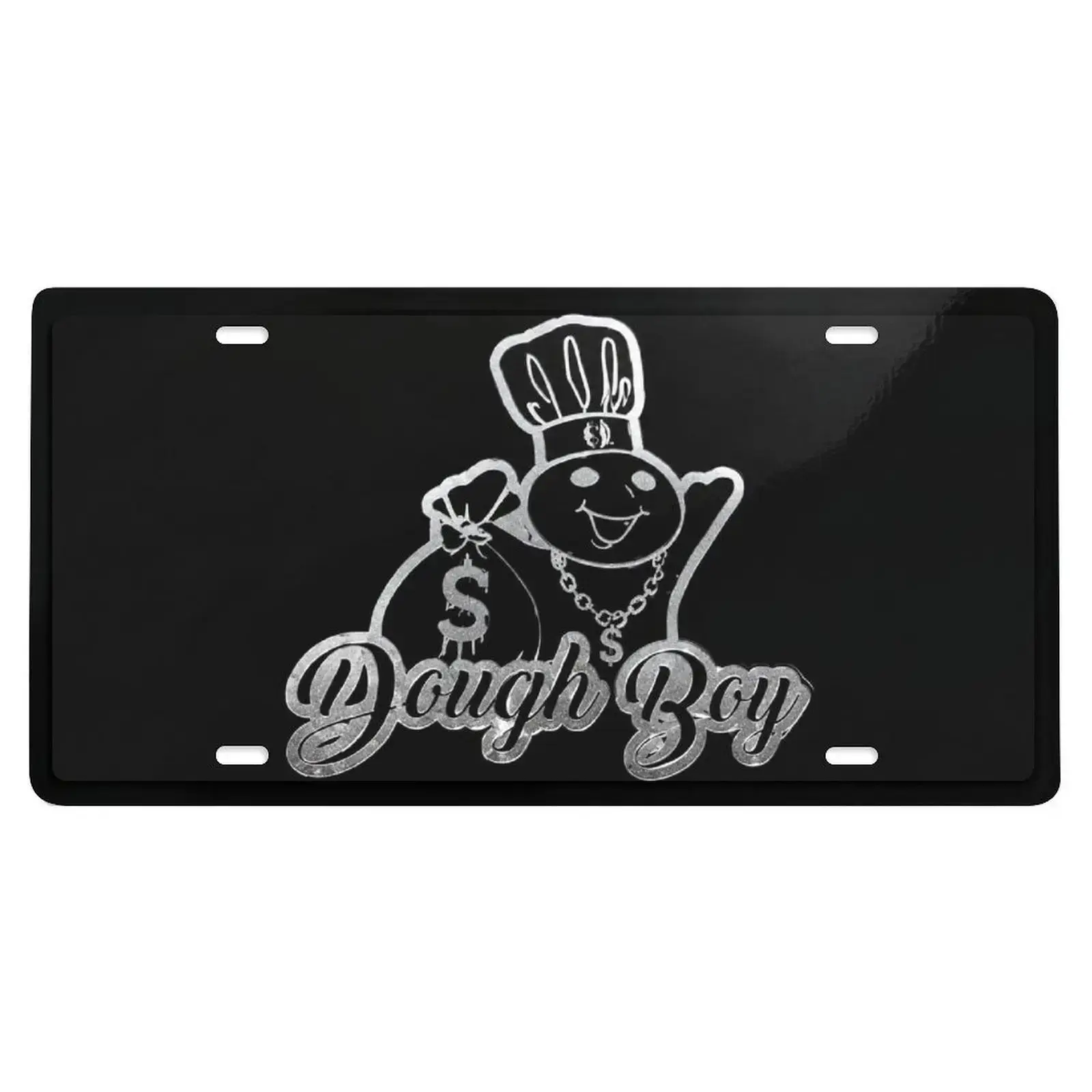 Custom Metallic Aluminum Durable 12"x6" Dough Boy License Plate, Personalized Vehicle Exterior Number Plate with 4 Pre-Drilled Holes, Car Accessory for Cars & Trucks, Vehicle Accessory