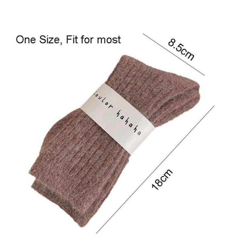 4-Pair Warm Cashmere Wool Socks - Women's Harajuku Minimalist Solid Color Winter Must-Have