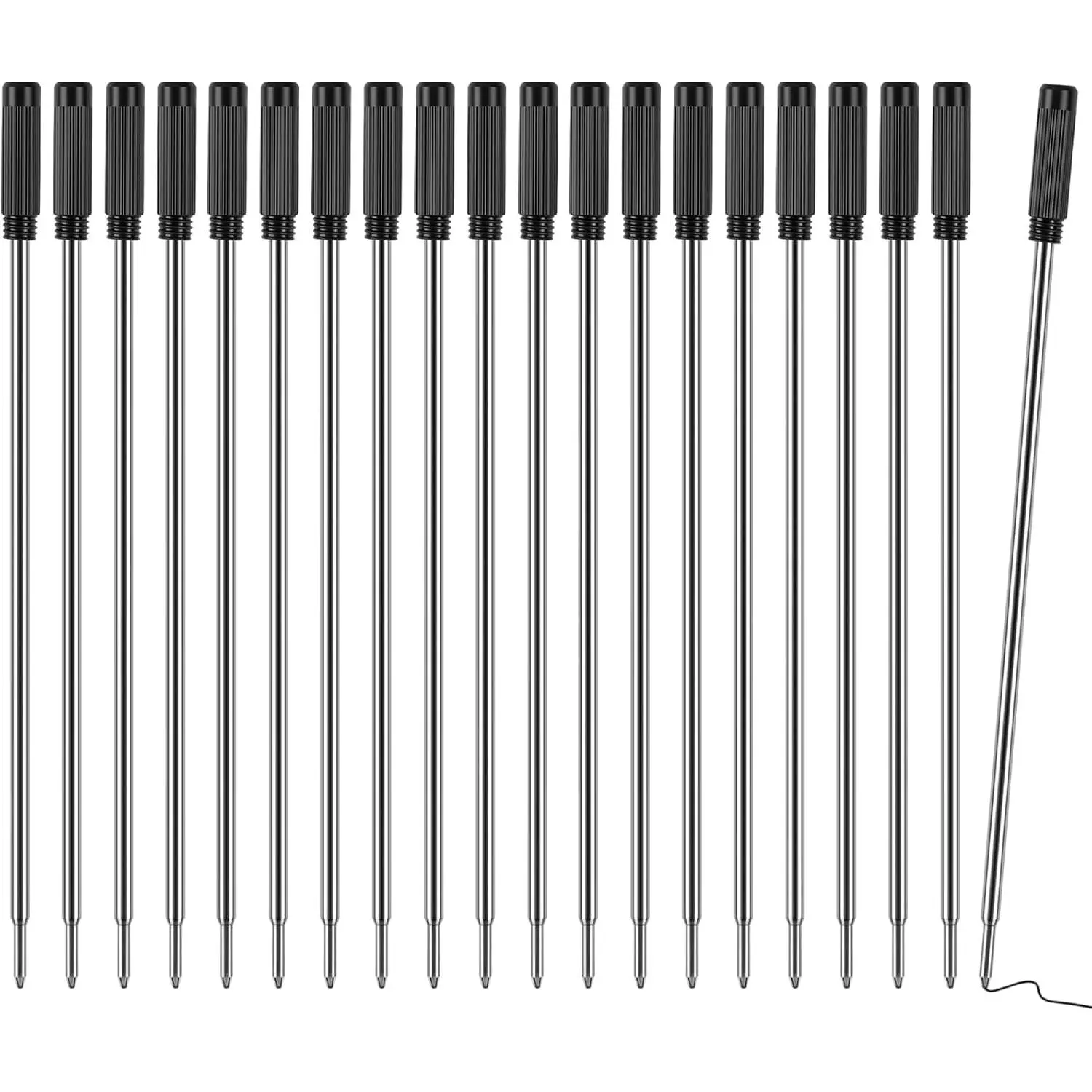 Pen Refills 20P, Replaceable Ballpoint Pen Refills, 1mm Medium Tip, Ink Pen Refills for Twist Pens, Black Ink