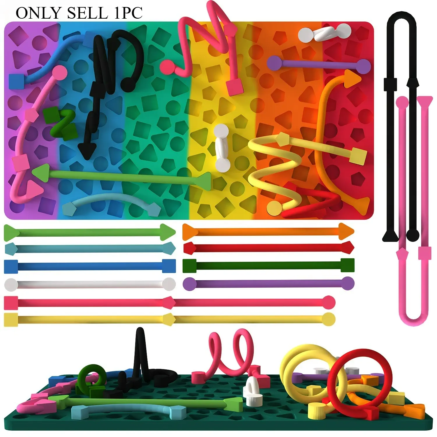 Geometric Shape Relax Fidget Board - Relax Board for Children and Teens, with 12 Stress-relief Strips and a Portable Storage Pouch - An Ideal Gift Choice.