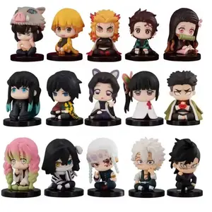 5cm 5-15pcs Q Version Demon Slayer Sitting Ghost Doll Tanjiro Nidouzi Inosuke Zenizu Toy Figural PVC Model Gift