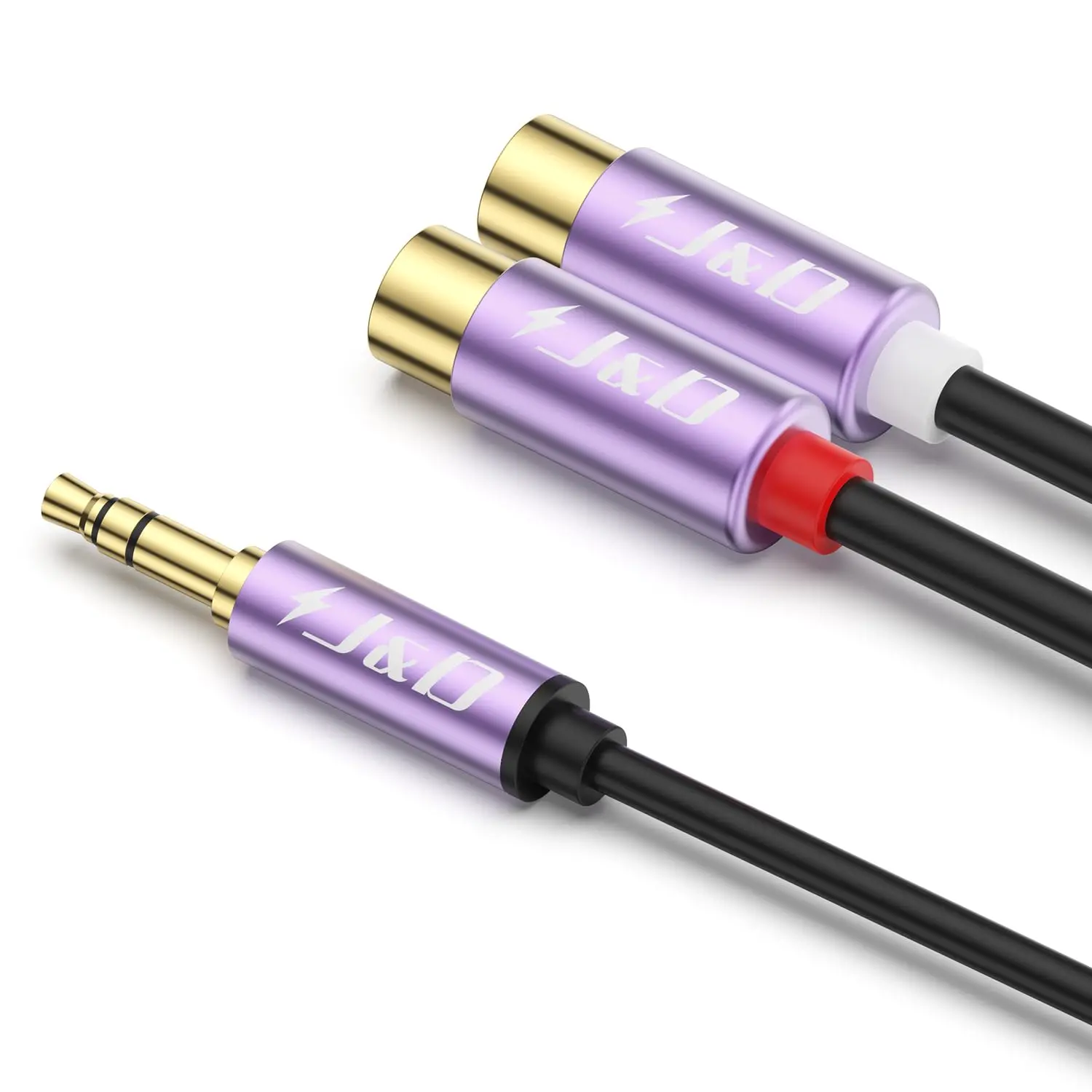 AUX to 2  Y Splitter ,  to 3.5mm ,  Plated 3.5mm Male to 2RCA Female Stereo Audio Adapter  Auxiliary  Heavy Duty 1/8 inch to  Connector, 1
