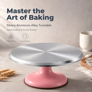 Heavy Base Non-Slip Cake Decorating Rotating Stand, Aluminum Top Baking Turntable for DIY Cupcake & Birthday Cake
