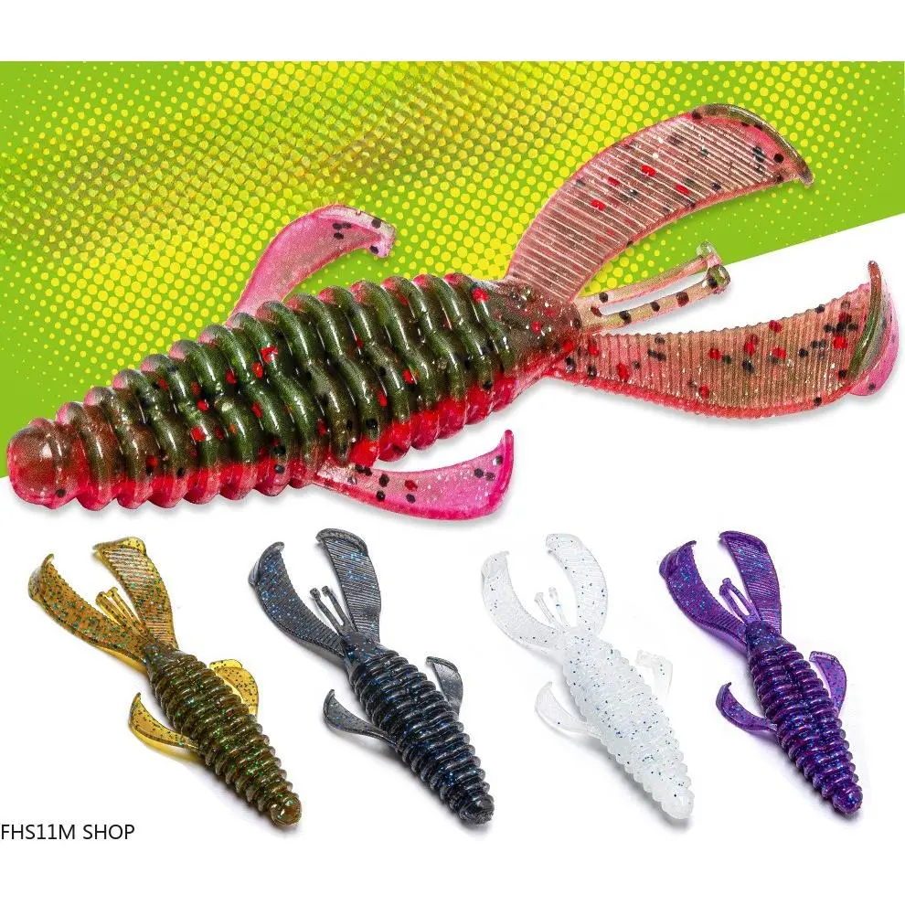 8 PCS Shrimp Soft Plastic Fishing Lure For Texas Rig, Slow Sinking Weedless Bass Fishing Bait With Realistic Swimming Action, Soft Shrimp Lure For Heavy Cover, Grass Mats, Timber, Lake, River And Kayak Fishing Gear