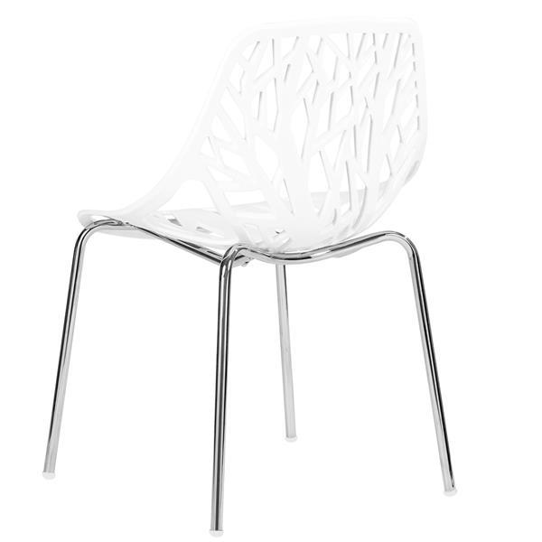 4pcs Modern Stackable Chair Set of 4,Kitchen White Dining Chairs,Birch Sapling Comfy Chairs for Dining Room,Living Room,Waiting Room (White)