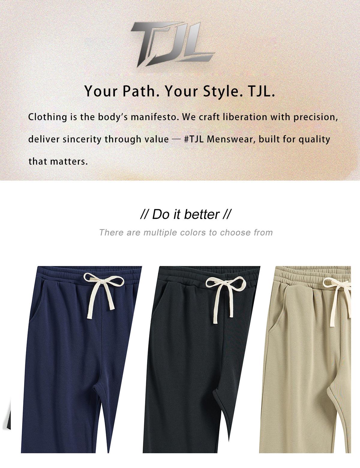 TJL Men's Regular Fit Solid Drawstring Waist Sweatpants, Casual Pocket Design Pants for Fall & Winter, Men's Trousers for Daily Wear, Yoga Training Pants, Casual Sports Pants solid drawstring waist sweatpants