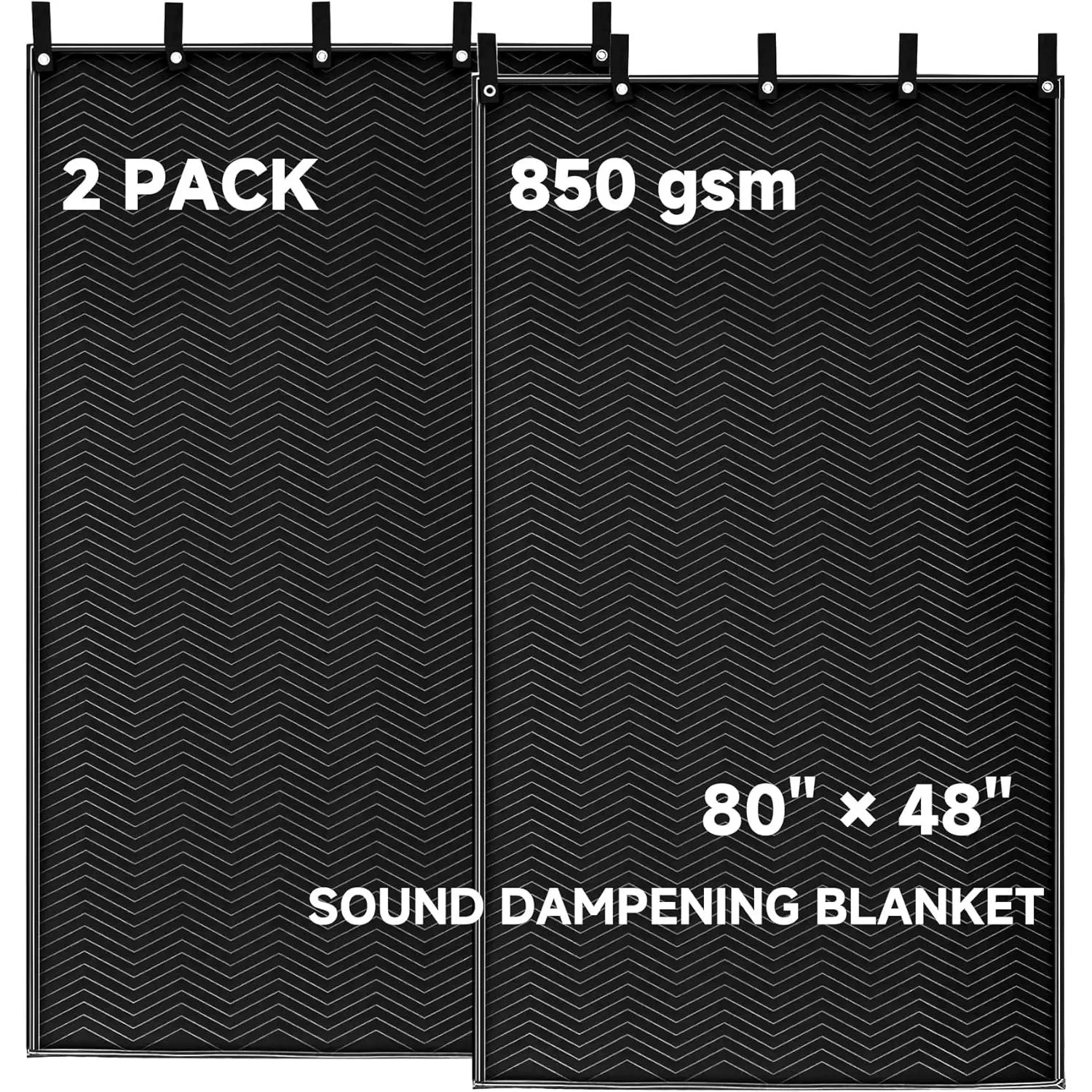 2 count Large Sound Dampening Blanket 48" x 80", 850GSM Acoustic Sound Blanket with Grommets,Heavy Duty Studio Sound Absorption Blankets,Acoustic Blanket Noise ,Light Blocker,Moving Blankets