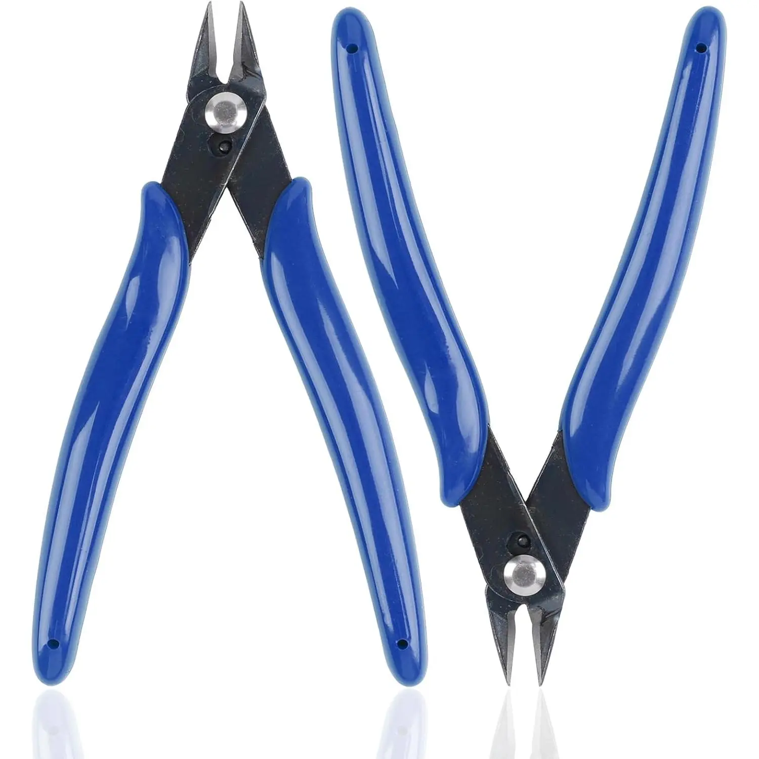 2 Pack  Wire Cutters, 5 Inches Flush Cutters Pliers, Diagonal Side Cutters Nippers, Zip Tie Sprue  for Electronics, Plastic Models,  (Blue)