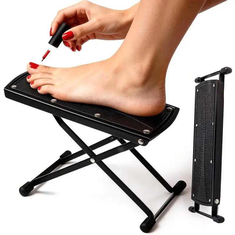 Foldable Foot Rest, 6-Height Adjustable Spa Foot Stand, Non-Slip Sturdy Foot Care Stand for Easy Home Pedicures, Pedicure Stool Tool
