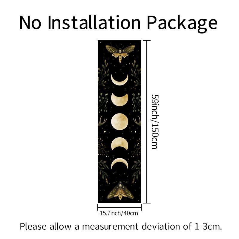 Moon & Plant Print Tapestry, 1 Count Boho Moon Phase Wall Hanging, Wall Decor For Home Bedroom & Living Room