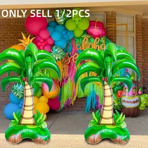 2Pcs Large Standing 3D Coconut Tree Foil Balloons – Party Balloons Decorations Perfect for Summer/Beach/Pool Party, Hawaiian Theme & Birthday Setup, Photography Prop & Background Decor for Party Lovers, Tropical Luau Vibe