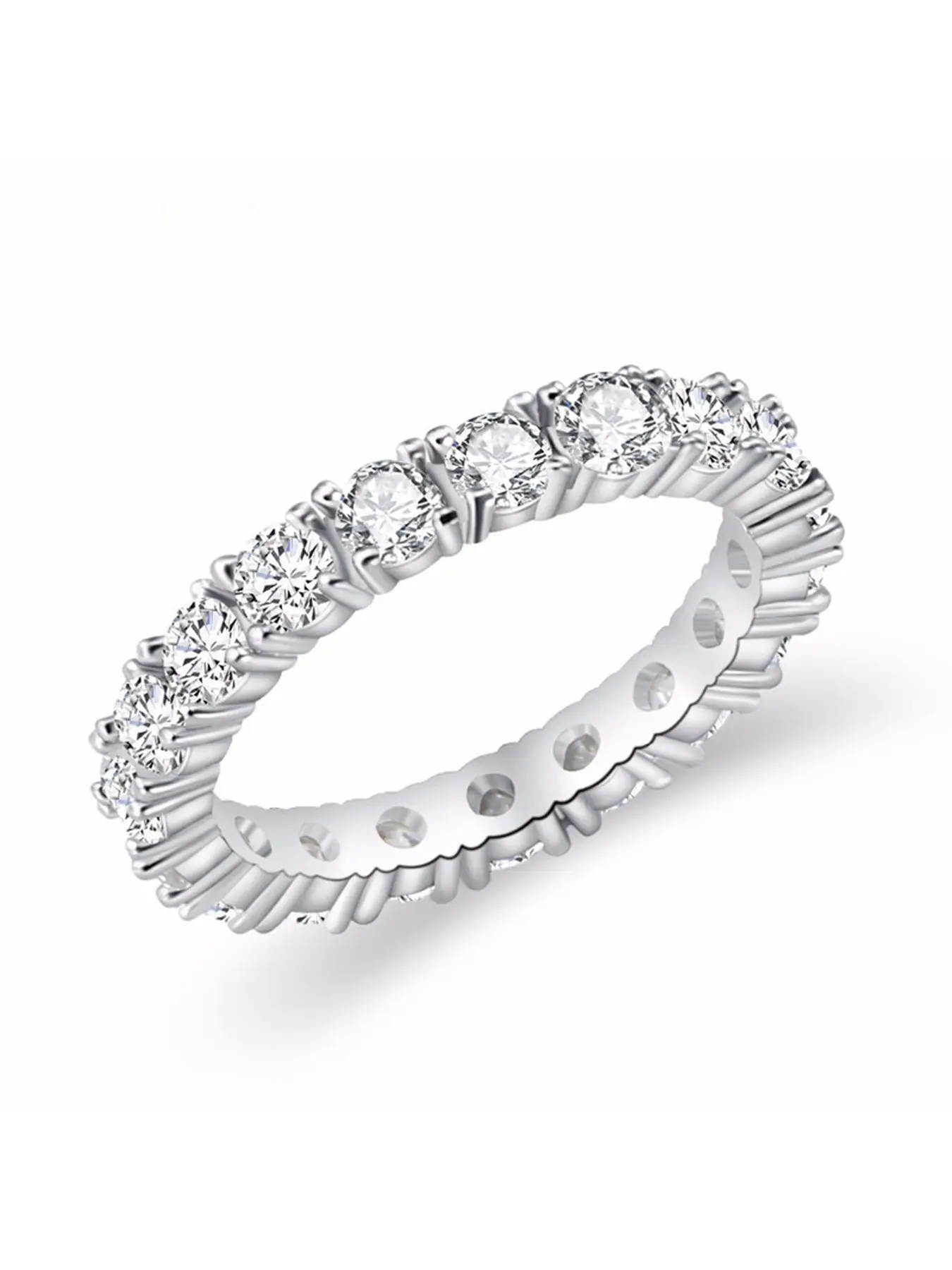 Couple Zircon Ring Single Row Full Diamond Circle Ring High Sense Jewelry for Lovers