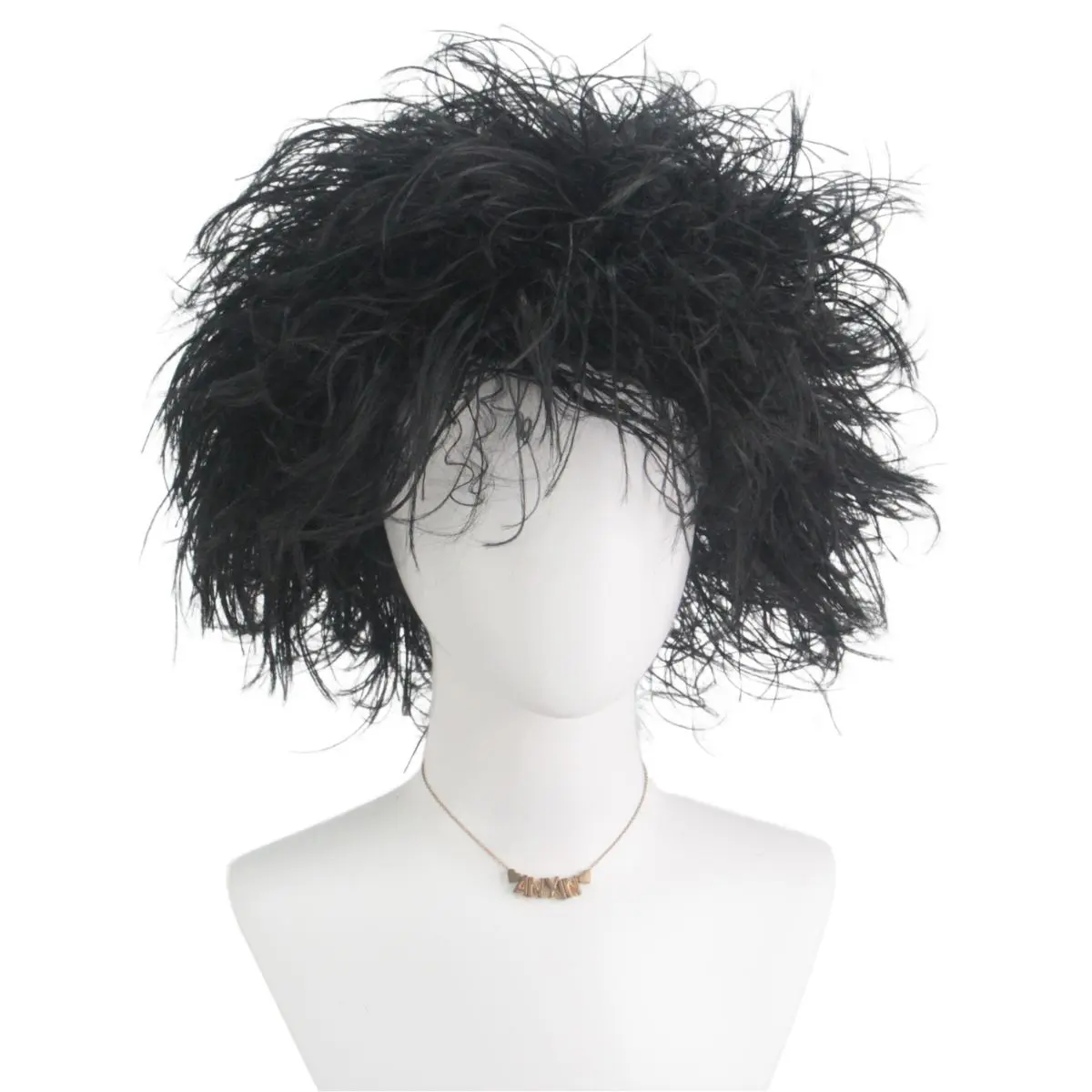 Men's Voluminous Black Synthetic Full Machine Wig - Movie Character Cosplay Wig for Party Use