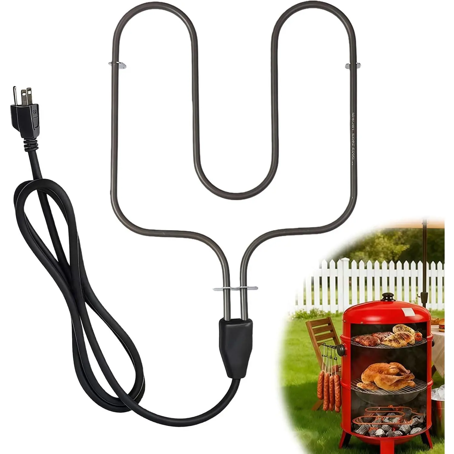 1500W 120V Electric Heating Element Compatible with Brinkmann Electric Smoker, Fits 810-7080-K, 850-7005-0, 810-7090-S Models, Heating Coil with 70" 3-Prong Grounded Cord