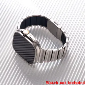Lightweight Titanium Alloy Strap for Iwatch Ultra 3 2 49mm High-quality Bracelet for Apple Watch Series 11 10 46mm Magnetic Men Band for Iwatch Series 9 8 7 6 5 4 Se Se3 44mm 45mm Metal Watchband