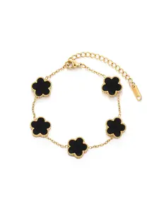Four-Leaf Clover Women's Bracelet, 18k Gold Plated Stainless Steel Lucky Four-Leaf Gold Chain, Women's Jewelry Gift, Elegant Accessory