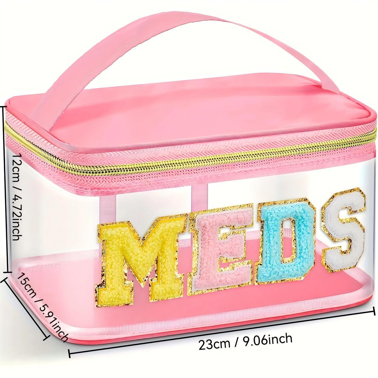 Hot Selling Fully Transparent Storage Bag with Embroidered Letters, Versatile Medicine Storage Bag for Easy Access, Hand In Hand Bag for Daily Organization, Space Saver Bags