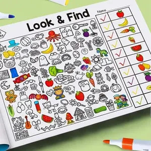 1-2 sets of children's fun hidden object books, discovery activity books, featuring visual search challenges - interactive concentration games, educational activities, learning supplies, Easter and Christmas gifts