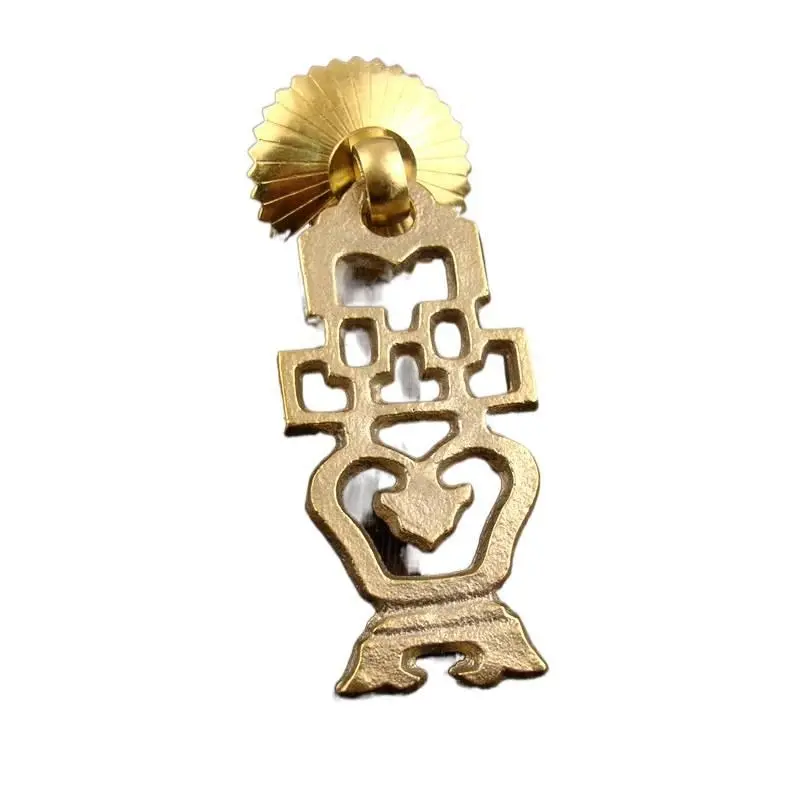 Hollow flower basket handle, antique single-hole handle, Chinese-style pure copper cabinet door handle, hardware furniture copper accessories