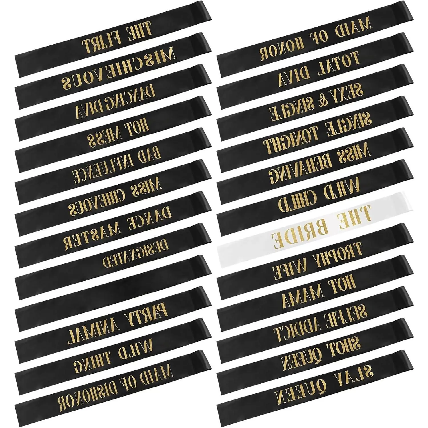 24 Pcs Bride Sash Bachelorette Party Sashes Set, White BlackGift