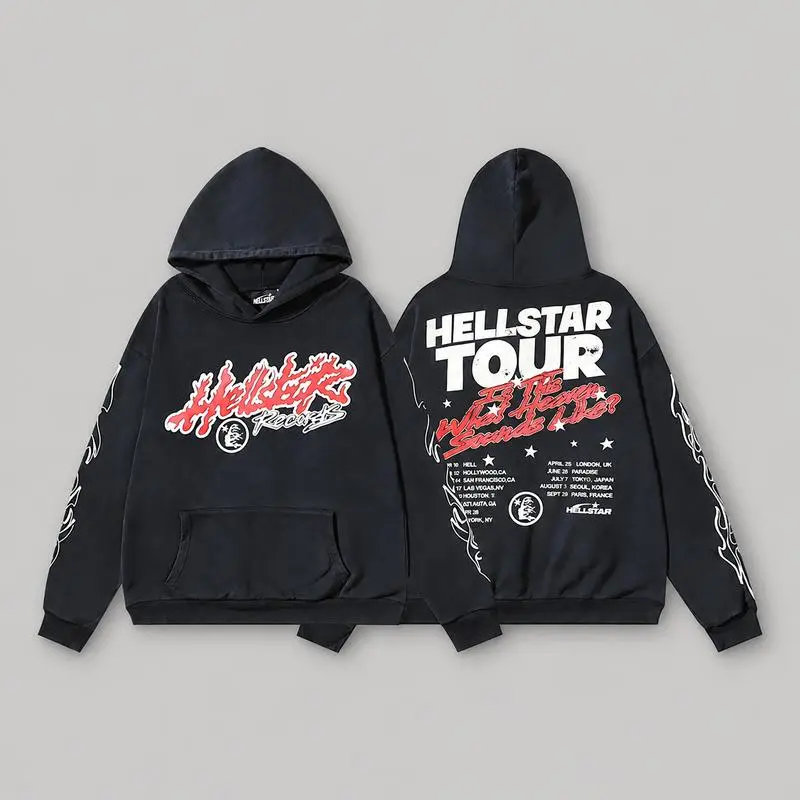 Hellstar Y2K Gothic Hoodie Tribal Graphic Pullover Vintage Streetwear Sweatshirt Oversized Casual Hoodie for Men Women Retro Hip Hop Style Fall Outfit Halloween Fashion Trendy Gen Z Clothing