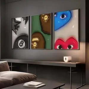 3-Piece Canvas Decor Painting Art Set, Fun Creative Style, Modern Home Decor, Living Room Bedroom Office Background, Unframed Art Gift, Sp20260618 Model